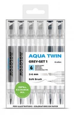 Aqua twinmarker set grey 6dlg | Molotow 
