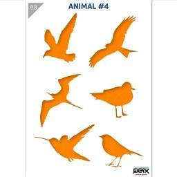 A3 sjabloon animals 4 birds | QBIX