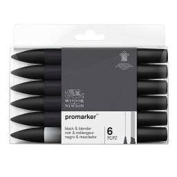 Promarkerset 6st black & blender | Winsor & newton